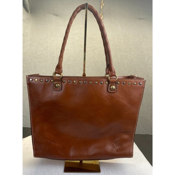 Patricia Nash Zancona Tote Brown Leather Shoulder Bag Studded Double Handle - Picture 15 of 15